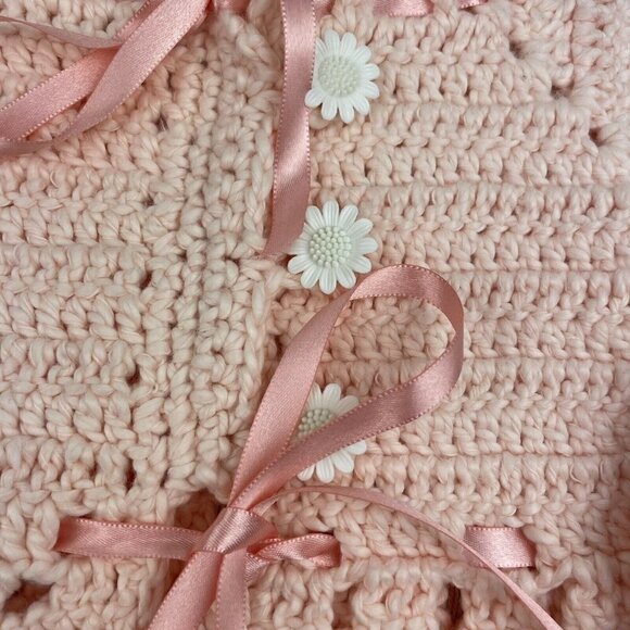 Pink Crochet Baby Cardigan Handmade 12 Months - Picture 4 of 5